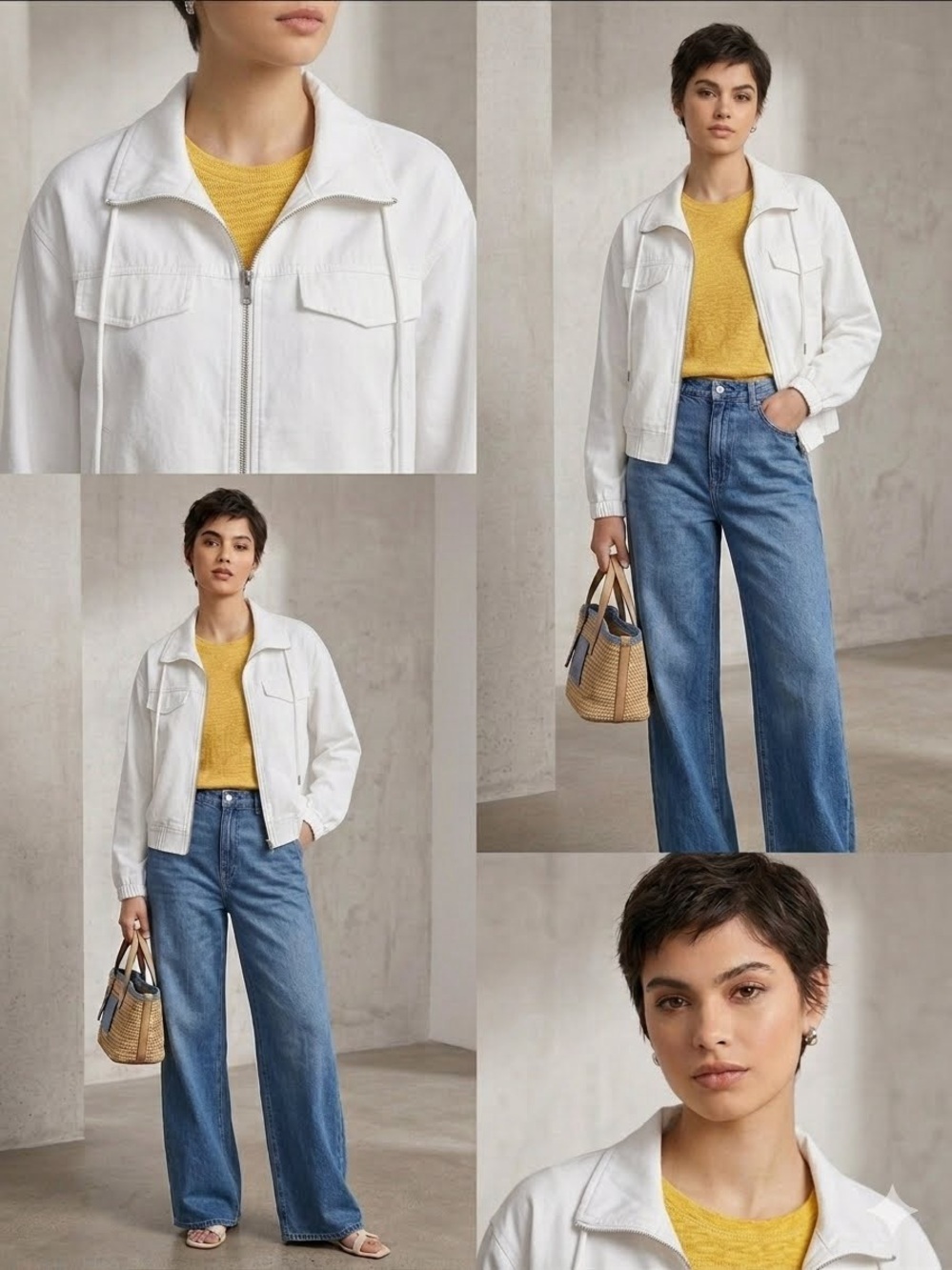 Nine West Women’s White Lightweight Zip-Front Utility Jacket | Size: L